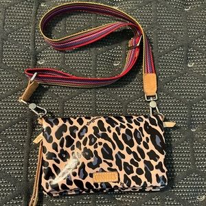 Consuela Blue Jag Leopard Print Uptown Crossbody Purse